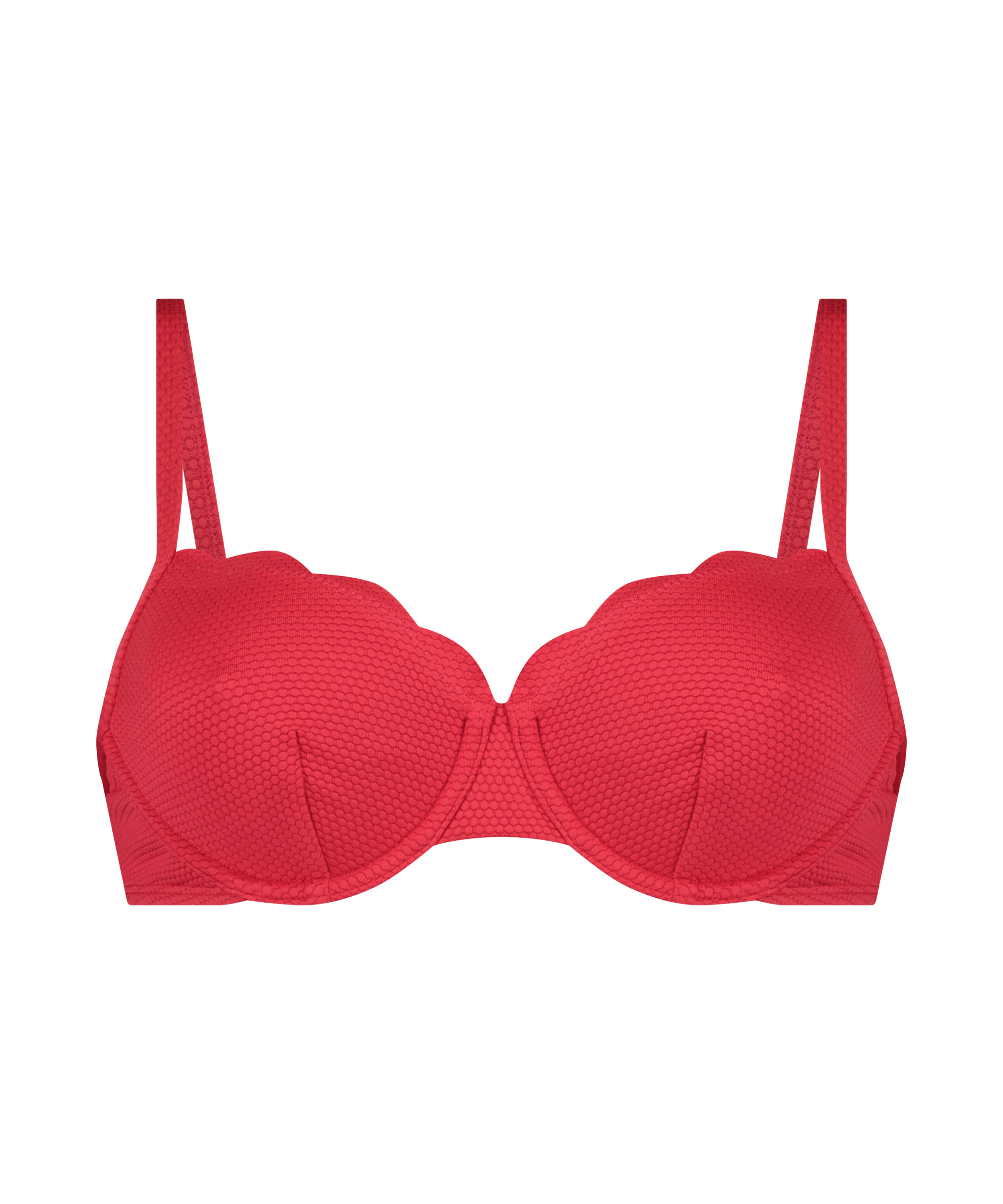 Scallop non-padded underwire bikini top, Pink, main