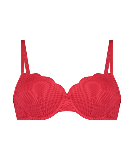 Scallop non-padded underwire bikini top, Pink