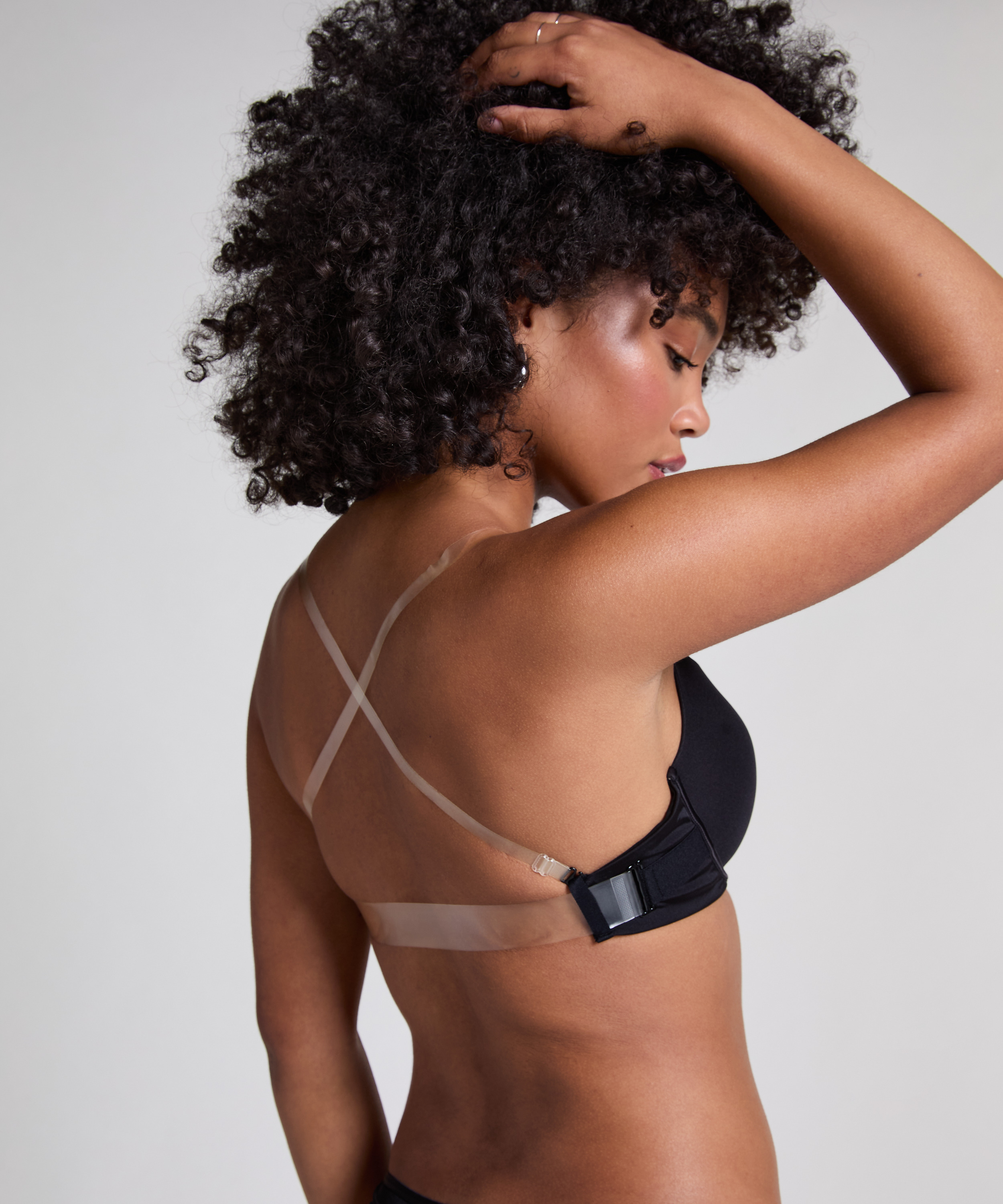 Transparant Padded Underwired Push-Up Bra, Black, main