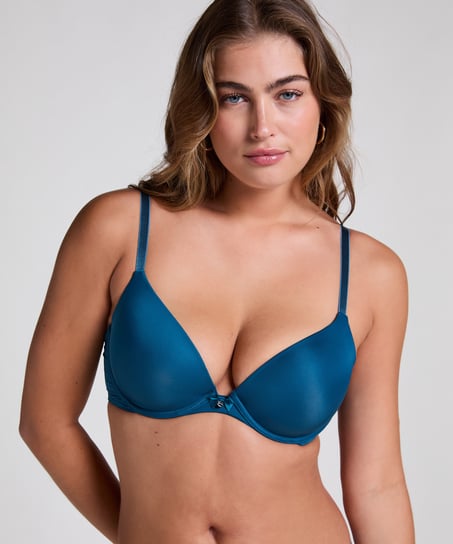 Plunge Padded Underwired Bra, Blue