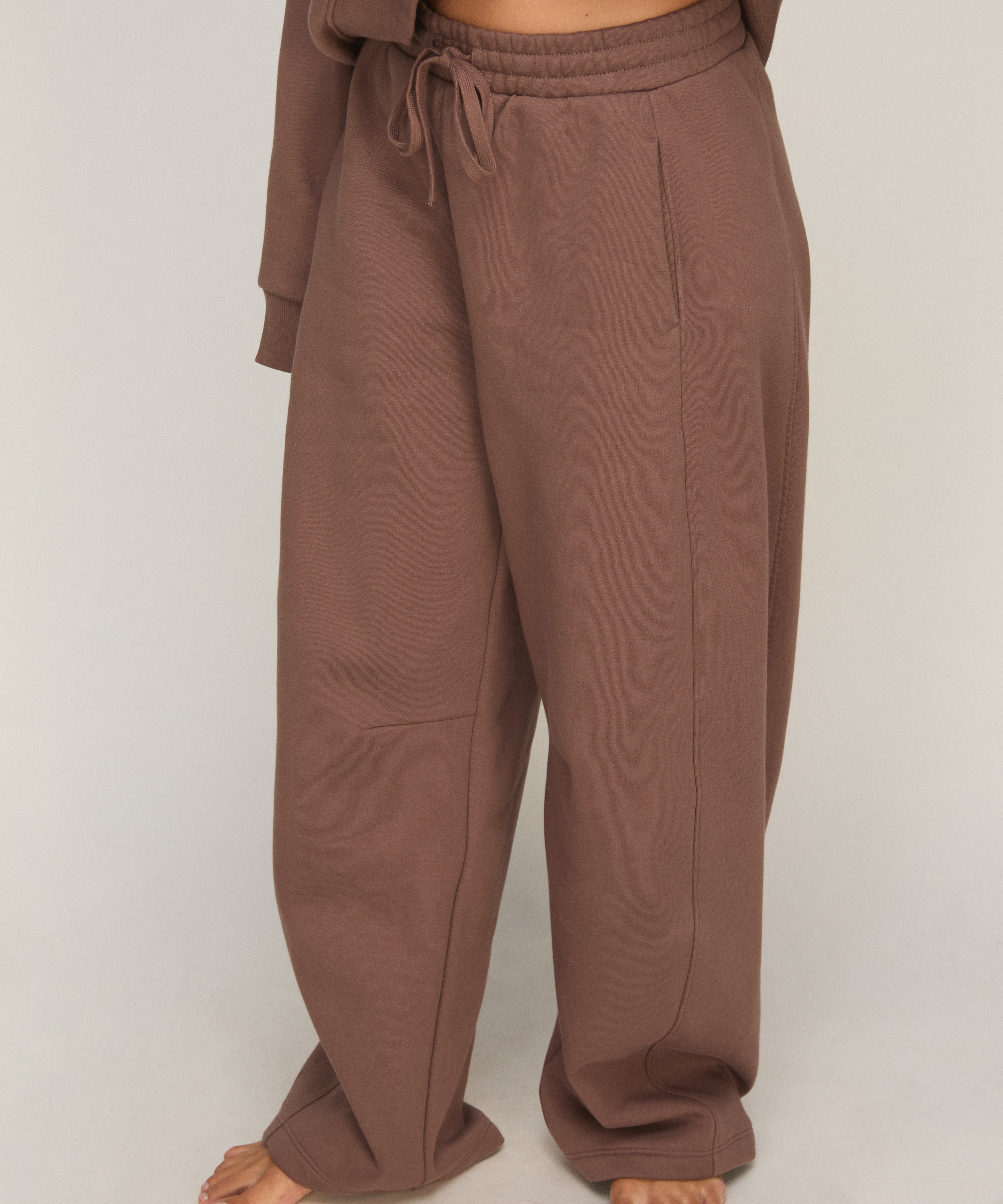 Pants Barrel Brushed Sweat, Brown, main