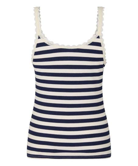 Singlet Rib Jersey Lace, Blue