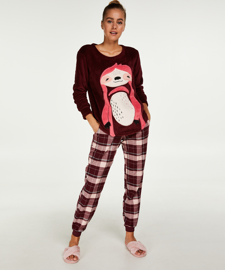 Long Fleece Sweater, Red