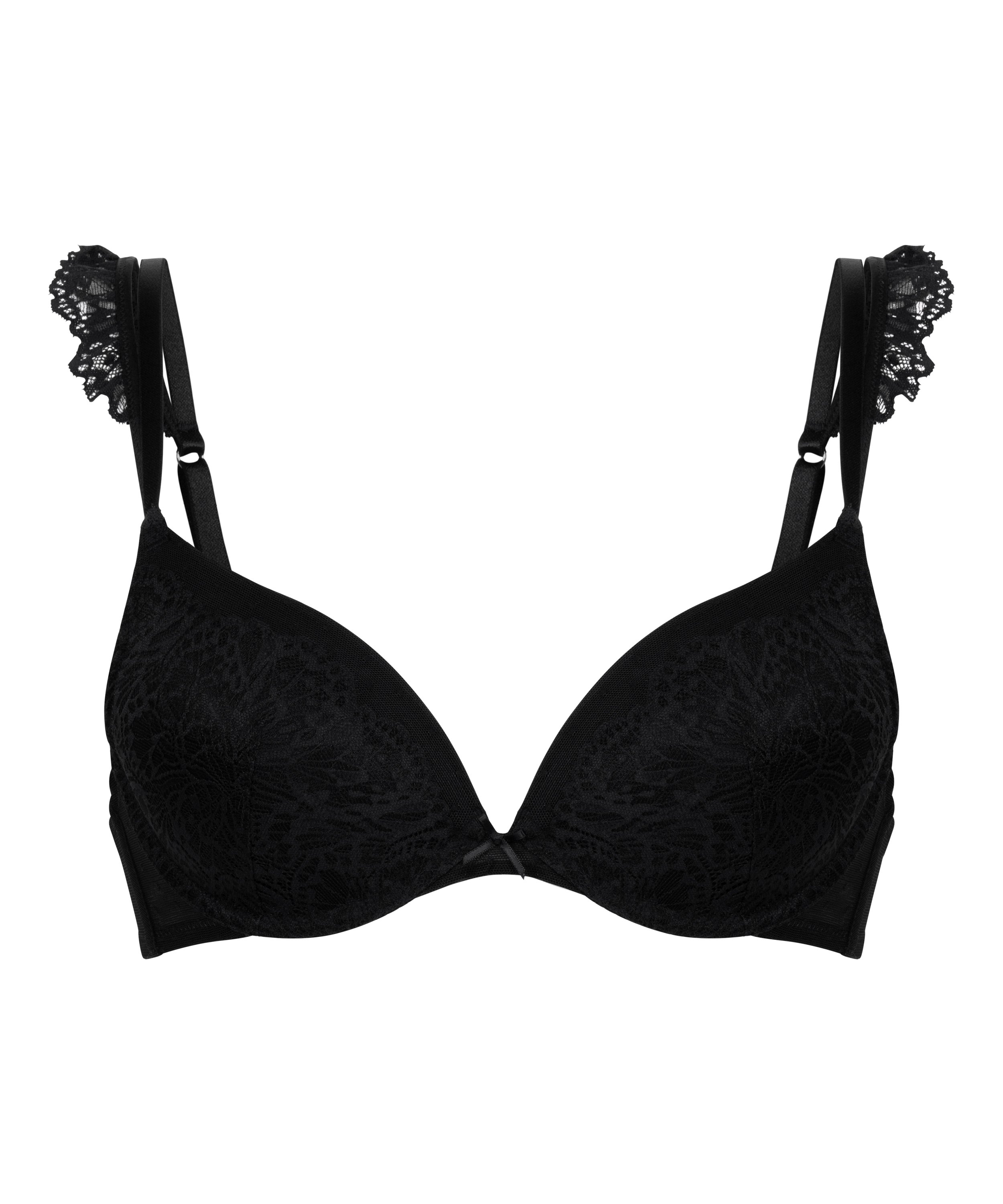 Posie Padded Underwired Push-Up Bra, Black, main