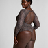 Tara Leopard Long Sleeved Body, Black