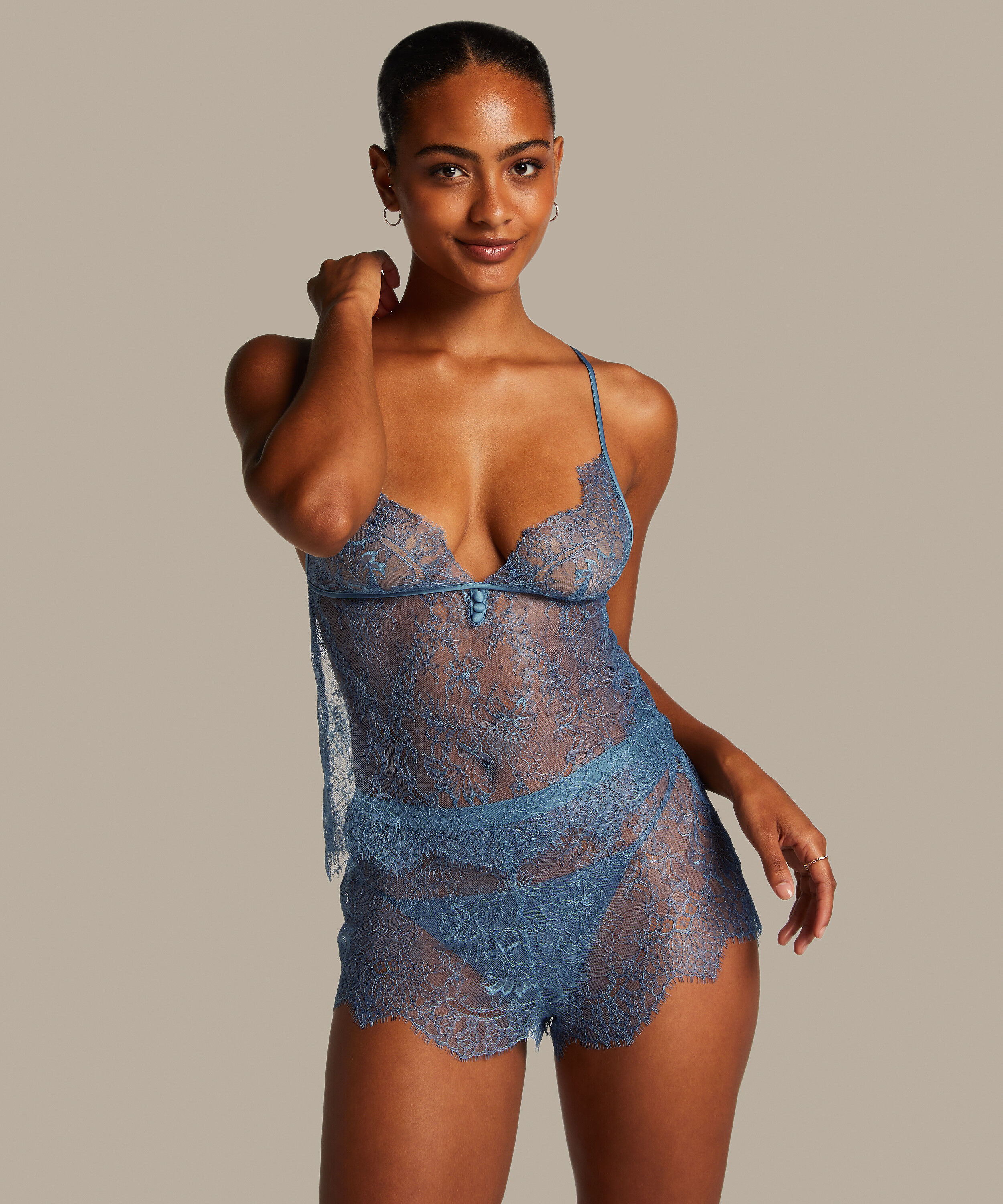Delphine Lace Shorts, Blue