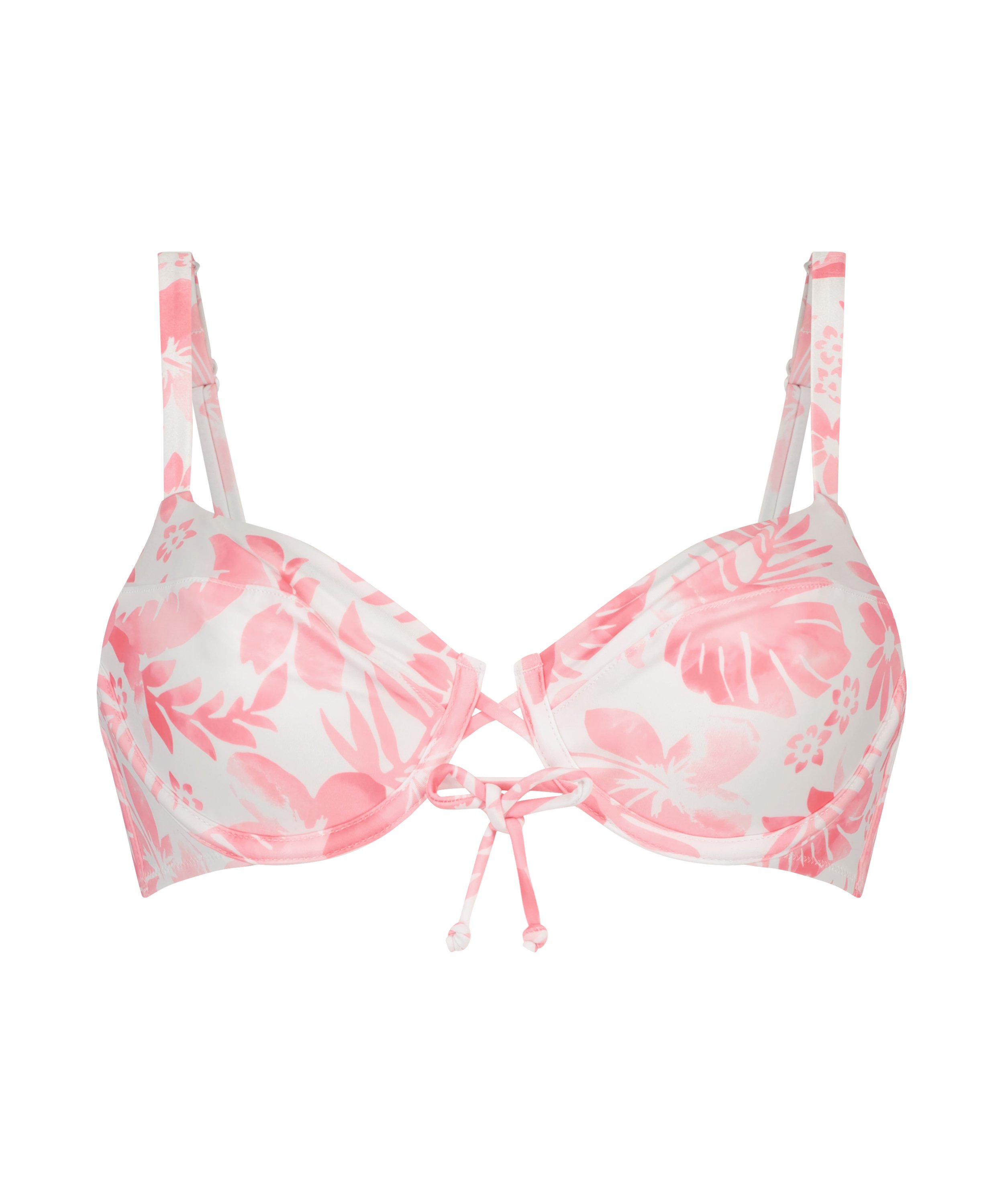 Tropical non-padded underwired bikini top, White, main