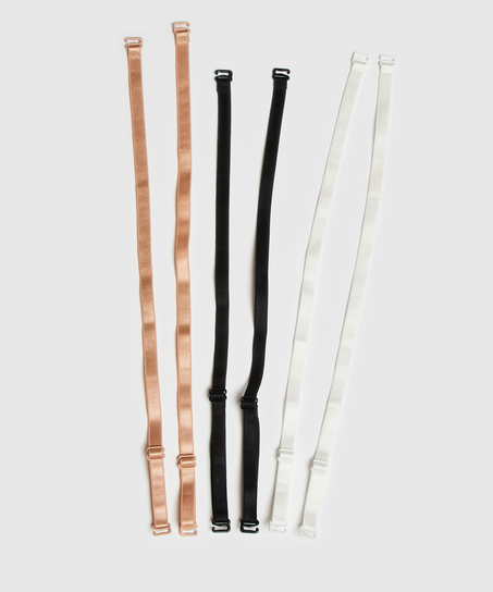 3-Pack Basic Bra Straps, Black