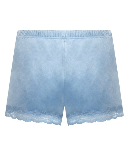 Velvet lace shorts, Blue