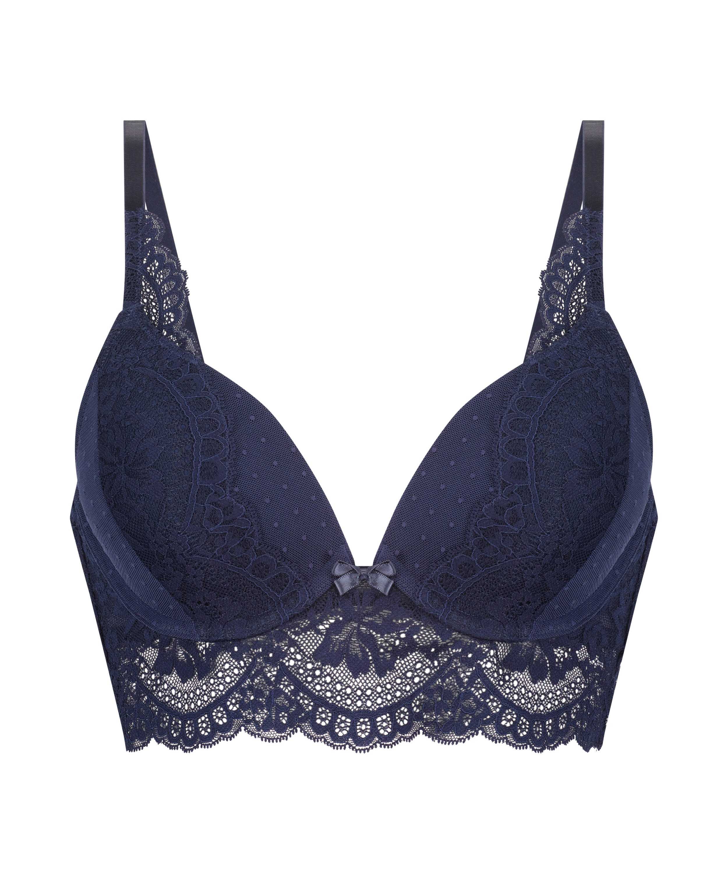 Tracey Padded Push-Up Longline Underwired Bra, Blue, main