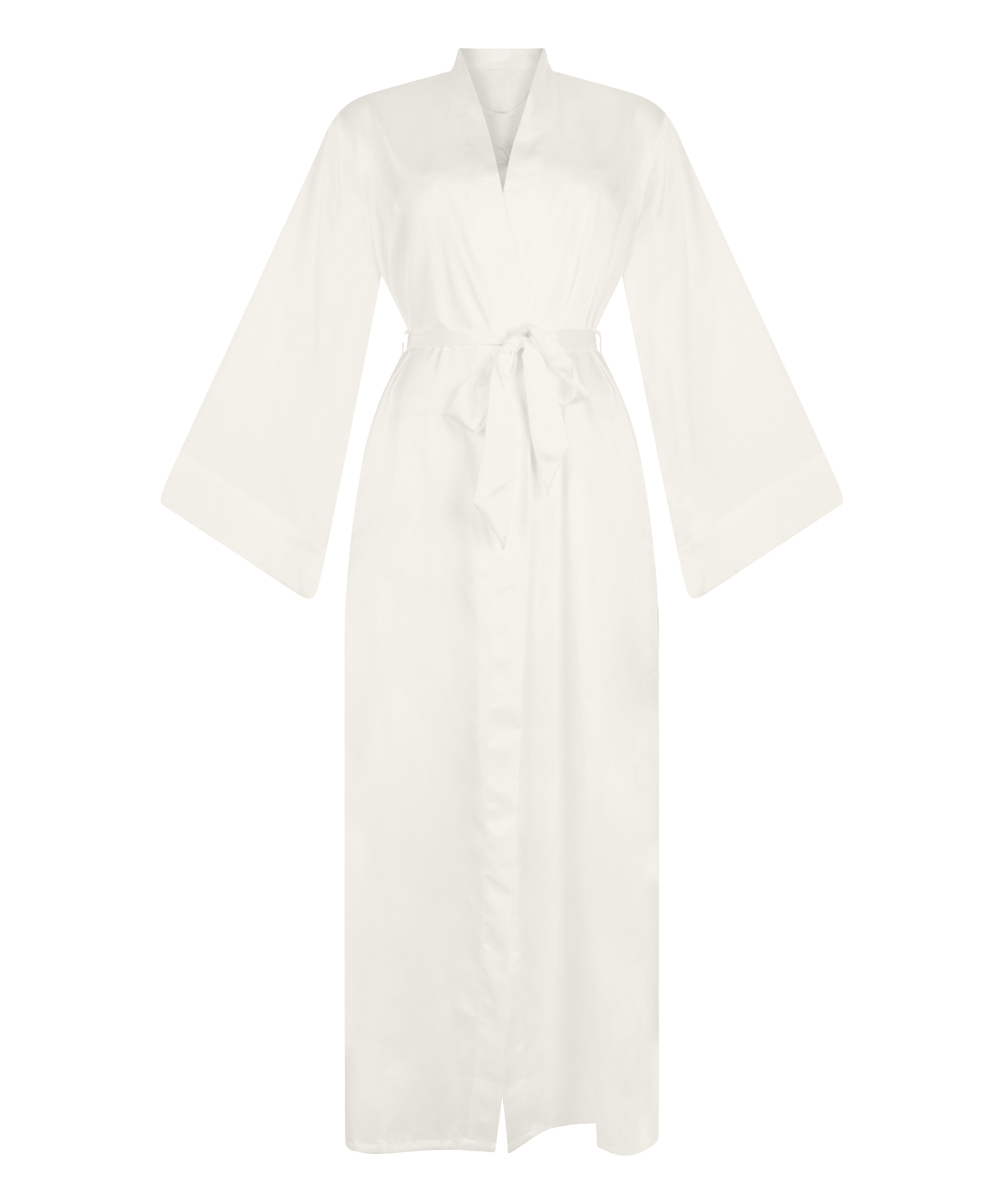 Kimono Long Satin Floral, White, main