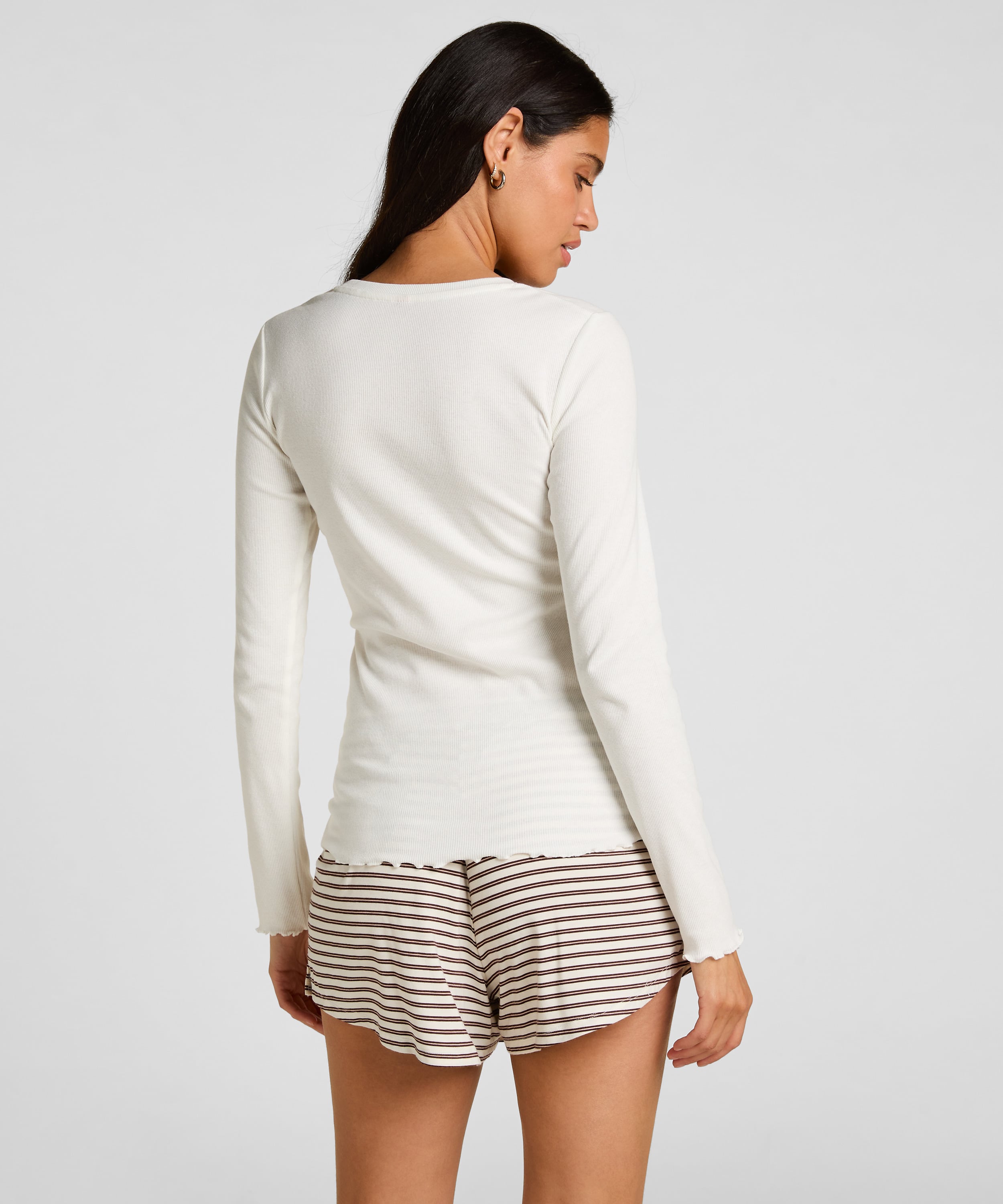 Pyjama Shorts Striped Jersey, White, main