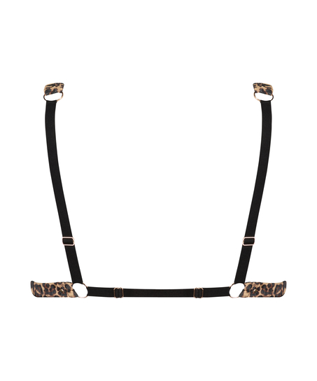 Satin Leopard Bralette, Black