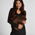 Leopard Hot Water Bottle, Black