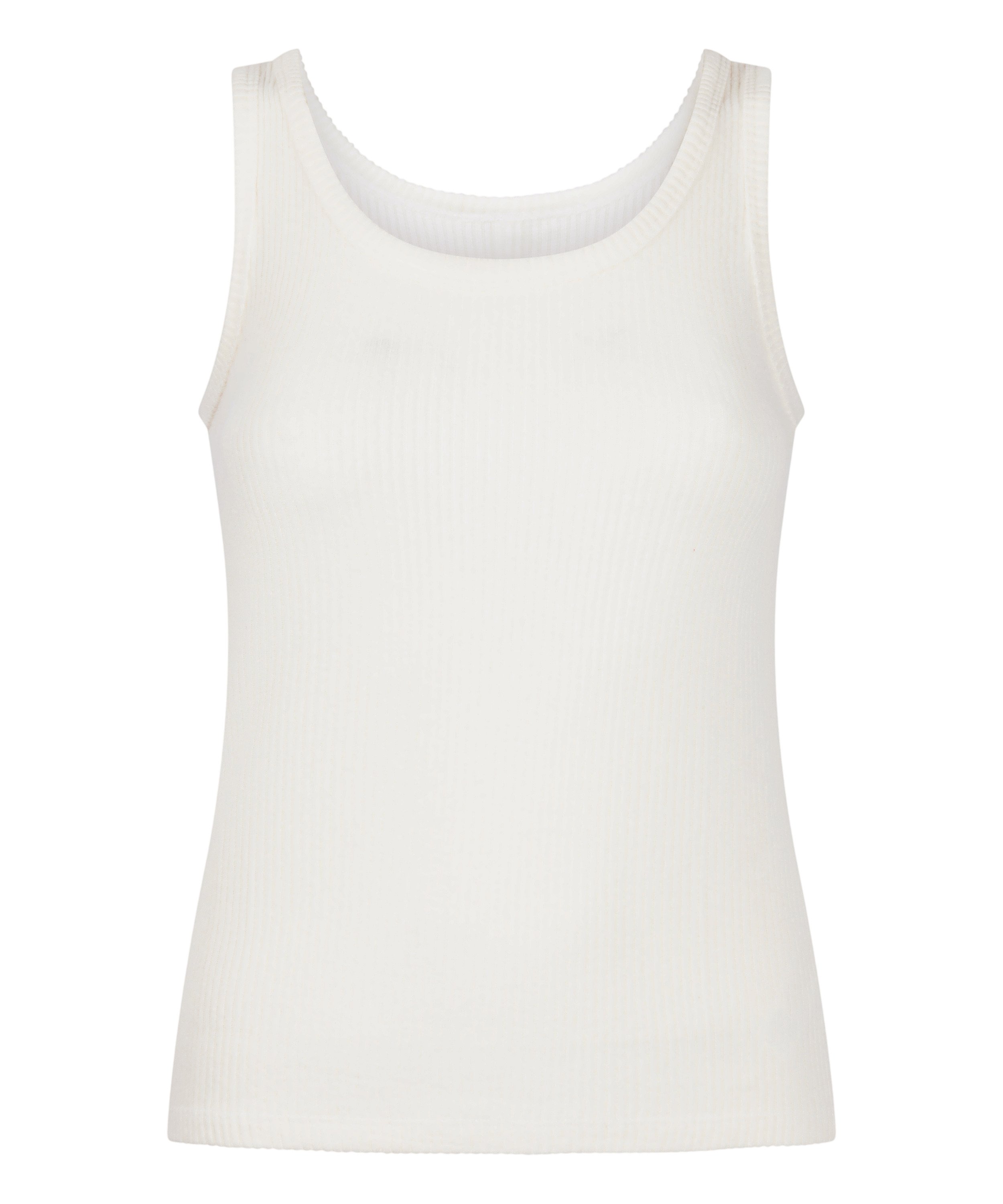 Singlet Brushed Jersey Rib, White, main