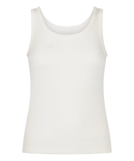Singlet Brushed Jersey Rib, White