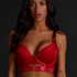 Occult padded longline push-up underwired bra, Red