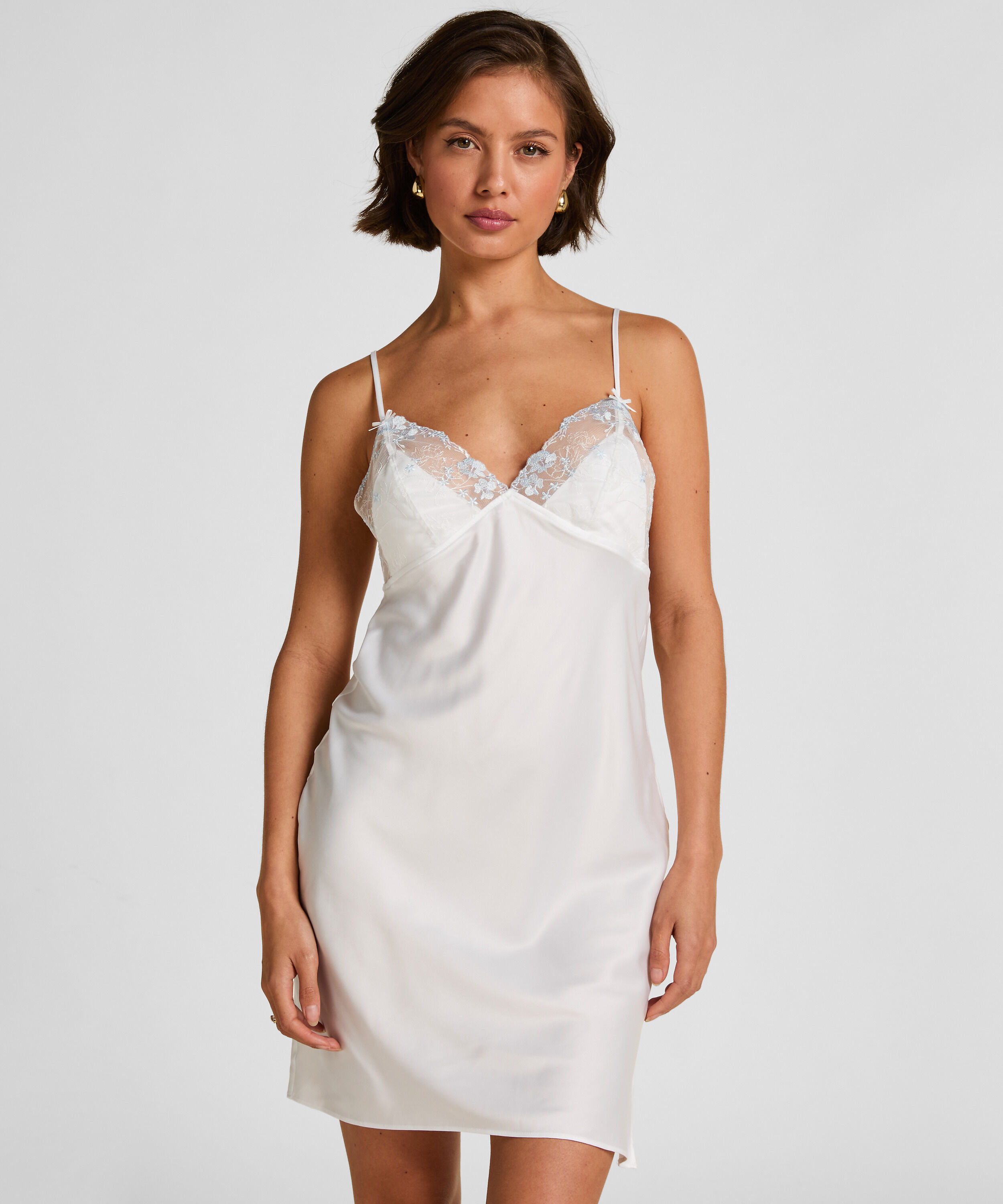 Peonie Slipdress Satin, White