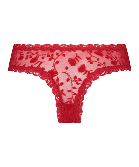 V-shaped Brazilian knickers mesh, Red