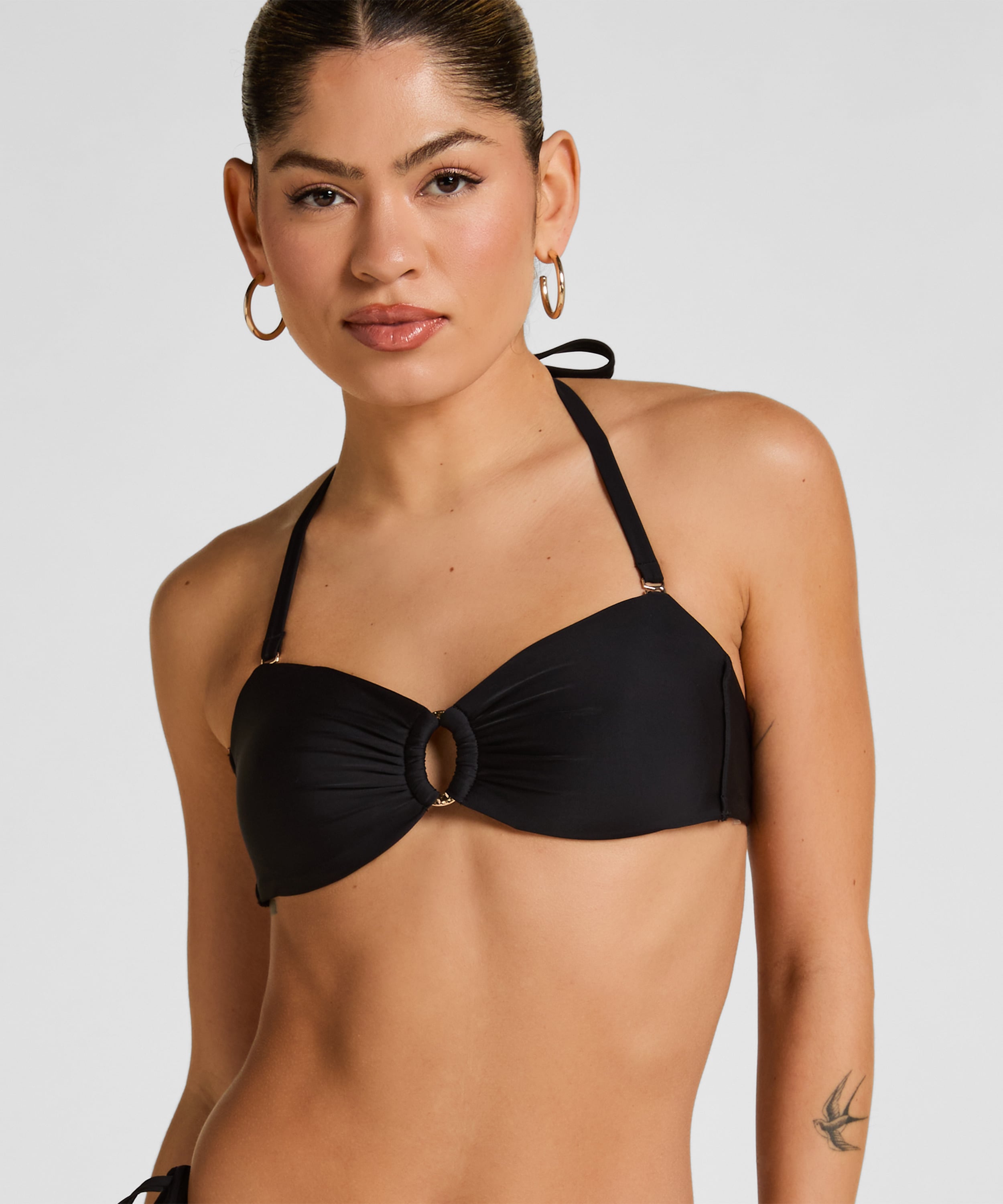Luxe Bandeau Bikini Top, Black, main