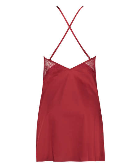 Kimmy Satin Slip Dress, Red