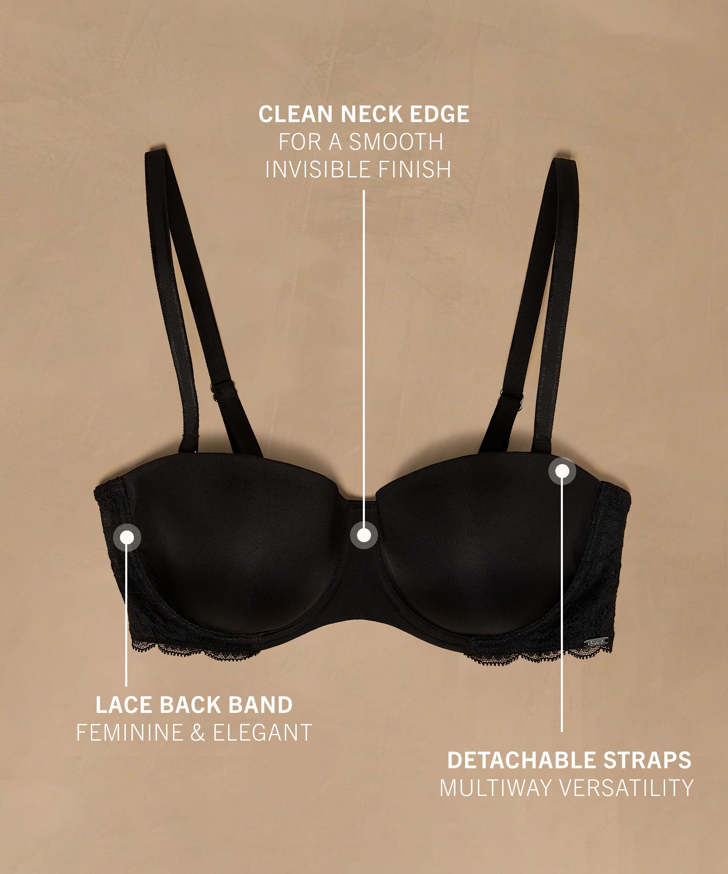Angie Padded Strapless Underwired Bra, Black, main