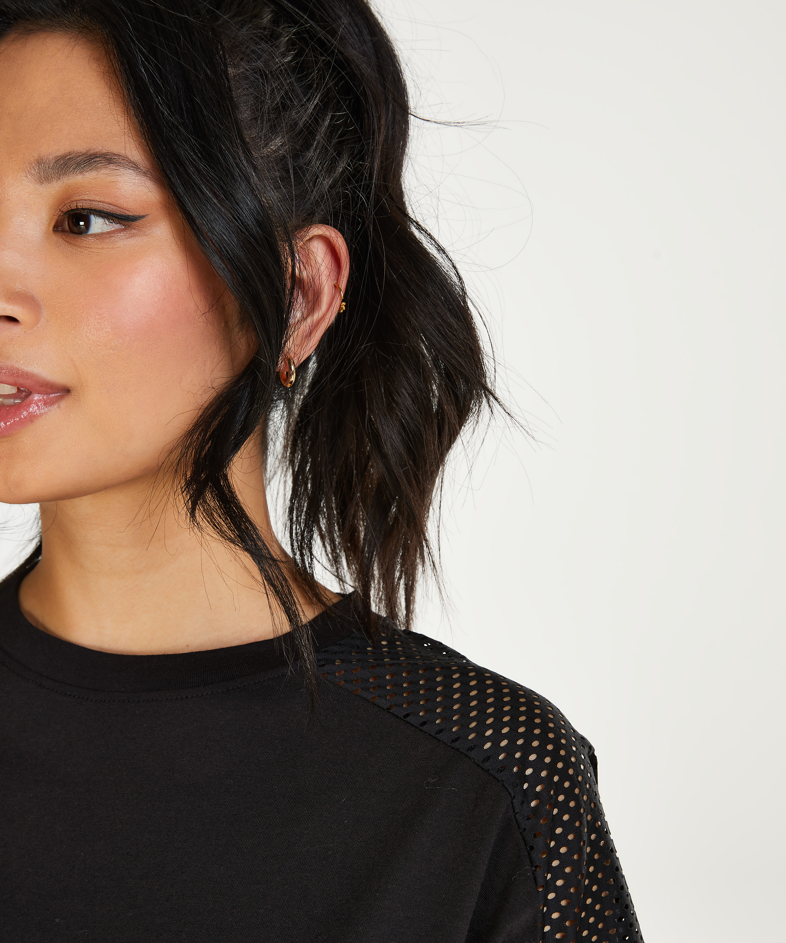 HKMX Crop Top Mesh, Black, main