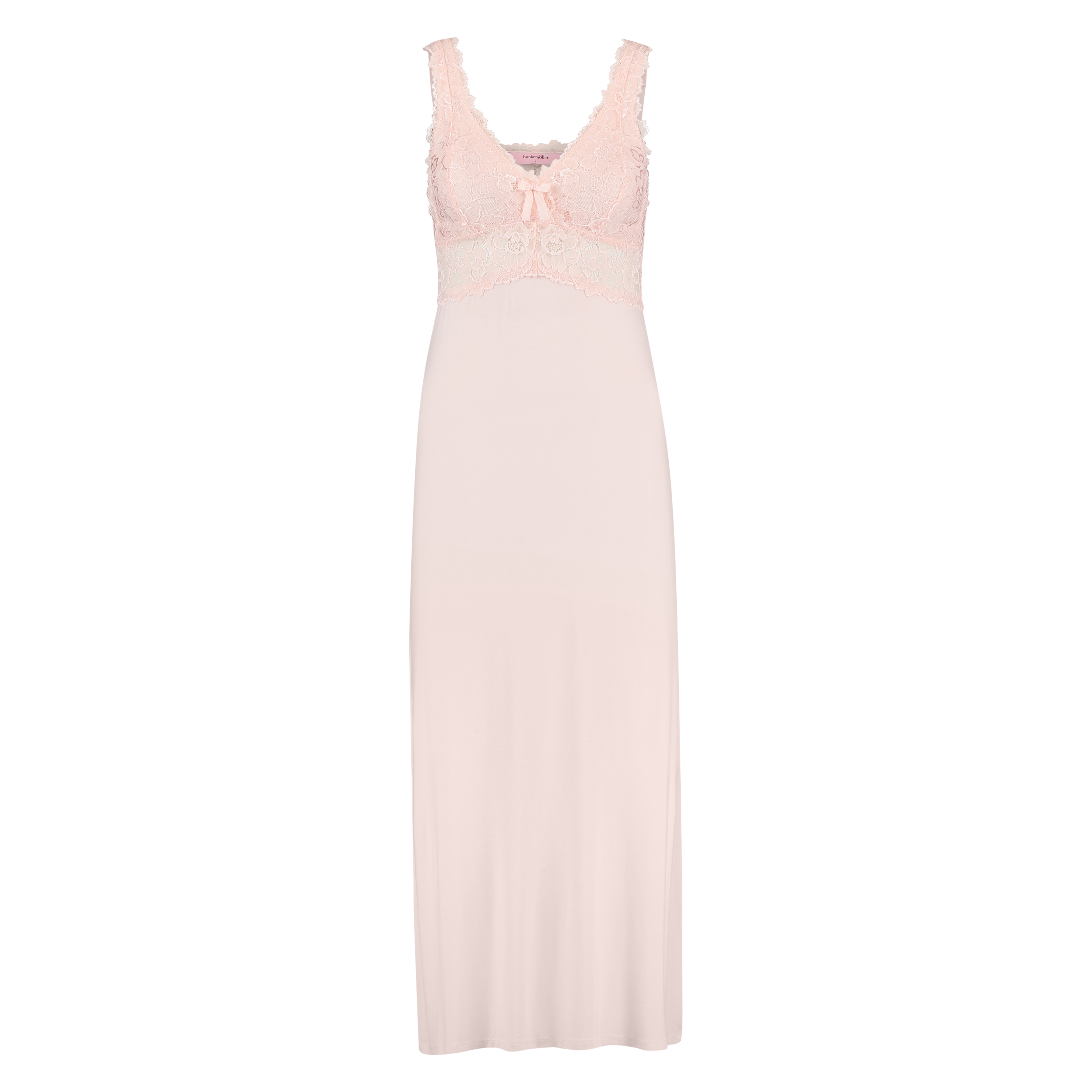 Long slip dress Modal lace, Pink, main