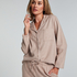 Essentials Flannel Pyjama Top, Beige