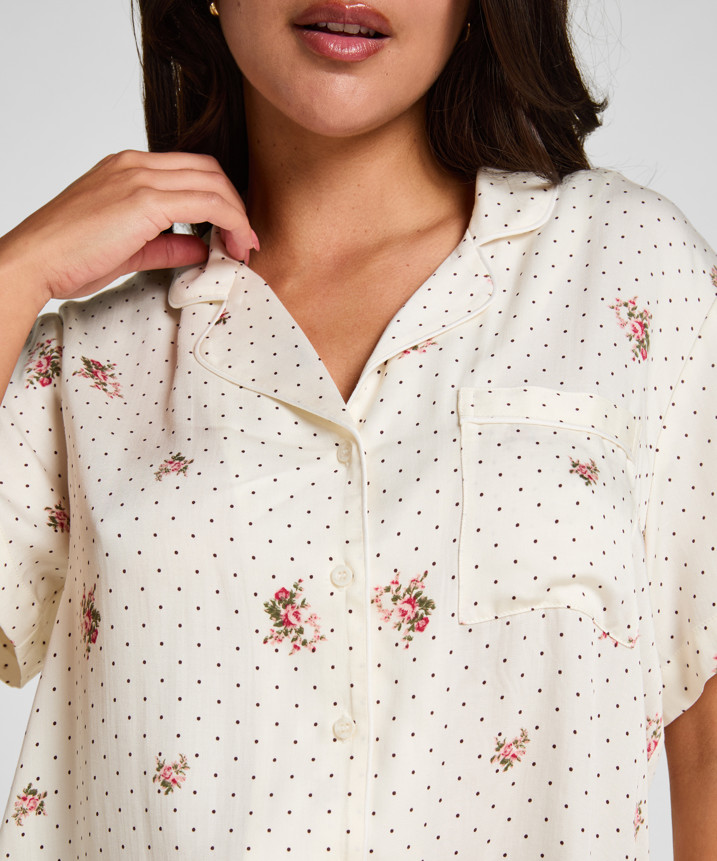 Pyjama Jacket Satin, White, main