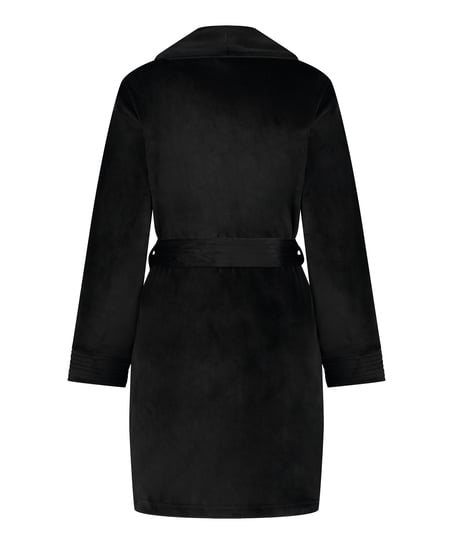 Velours short bathrobe, Black