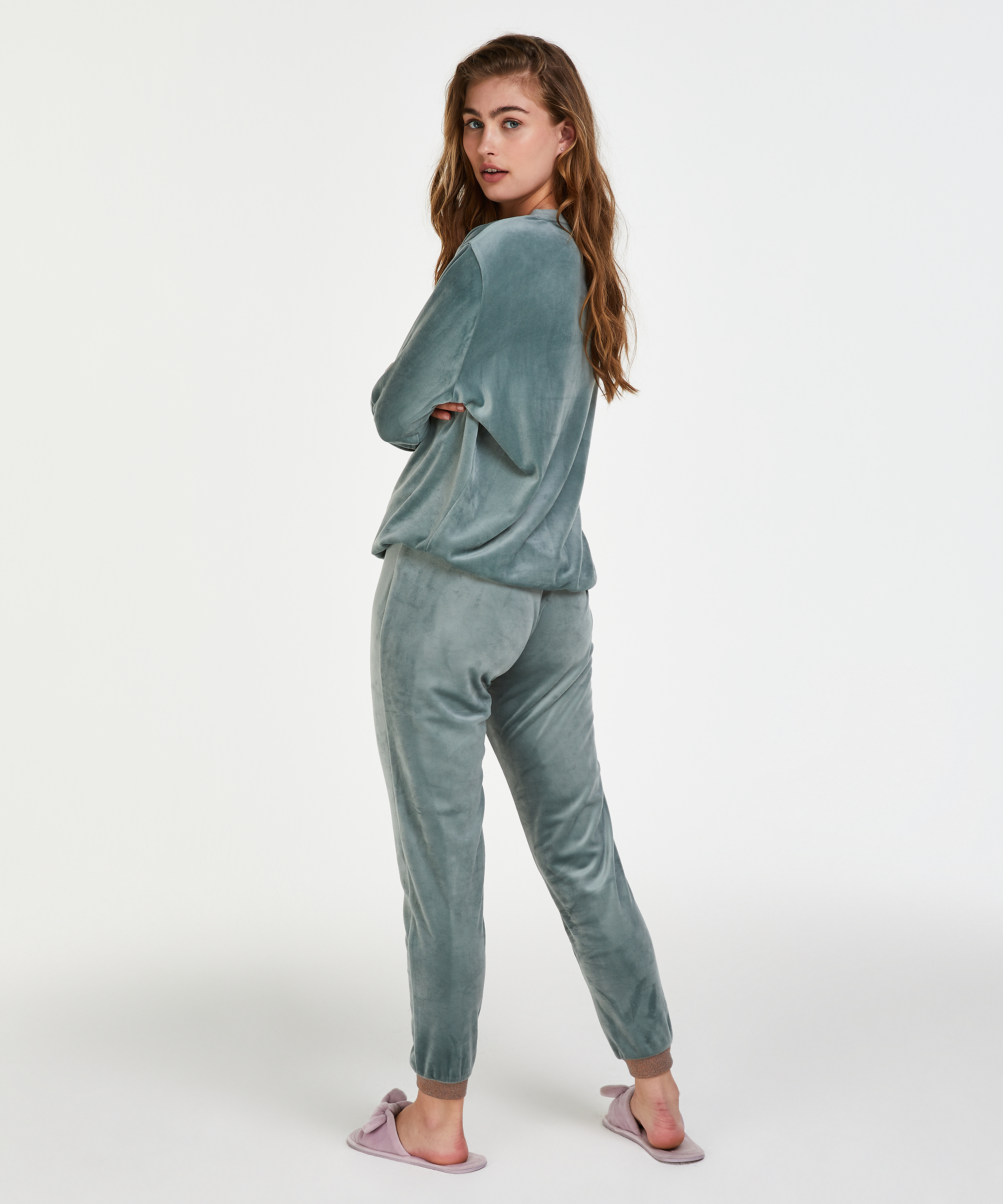 Velour Lurex Jogging Bottoms, Green, main