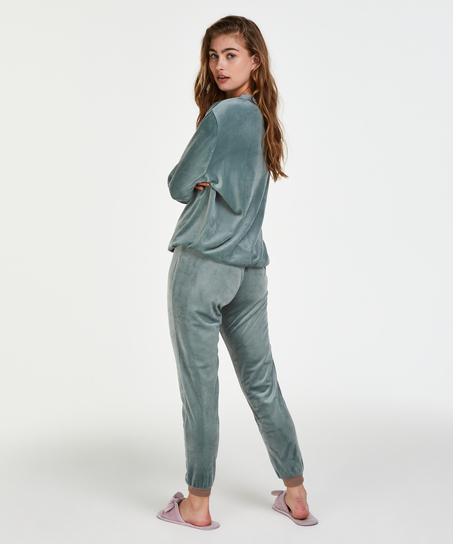 Velour Lurex Jogging Bottoms, Green