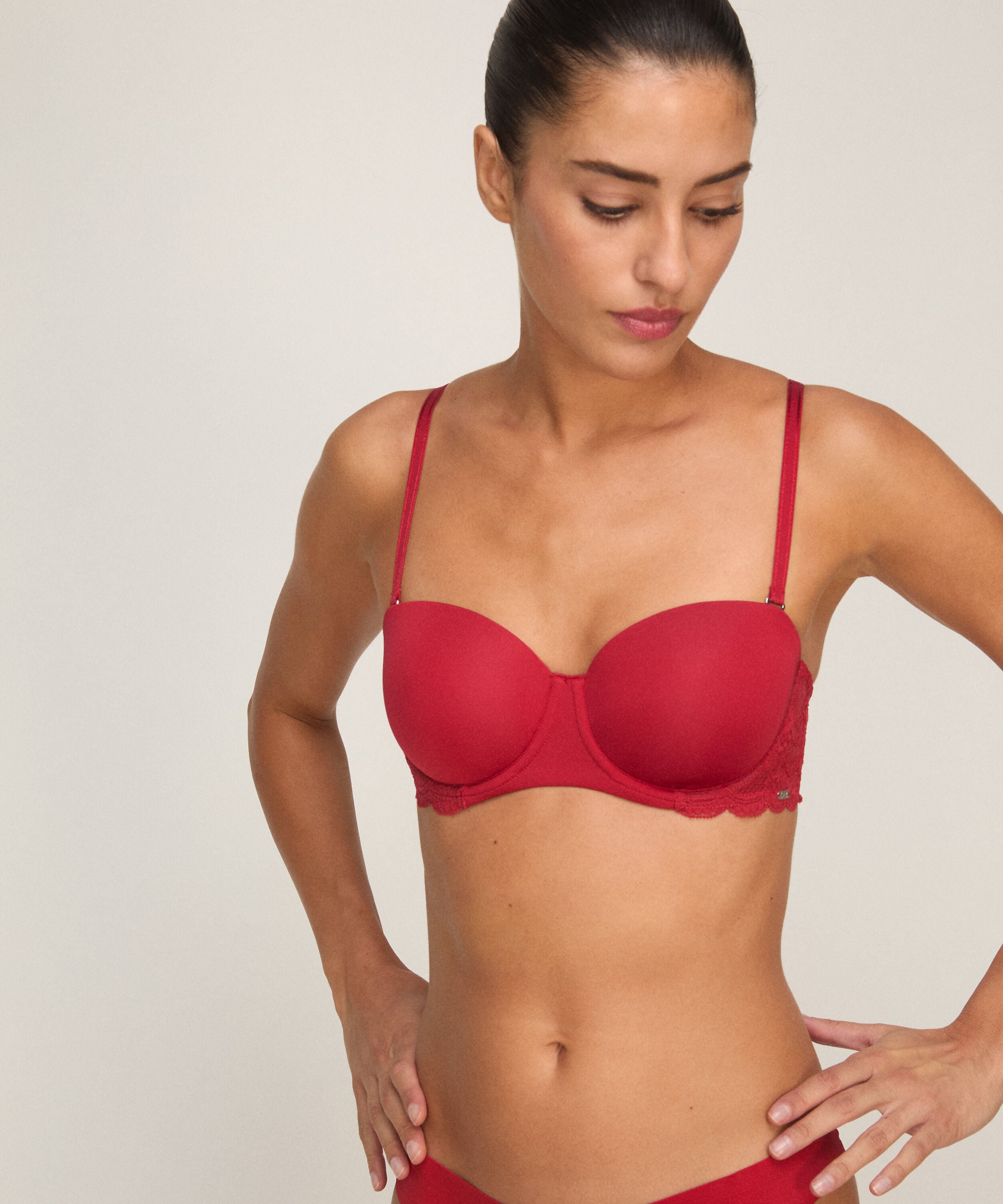 Angie Padded Strapless Underwired Bra, Red