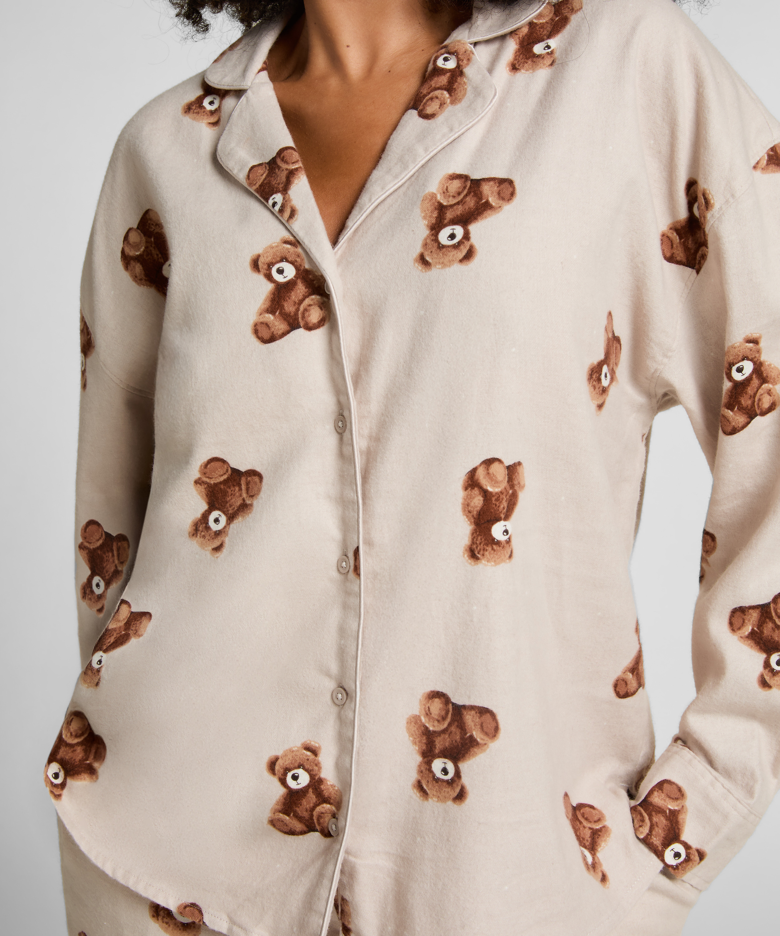 Jacket Flannel Twill Bear, Beige, main