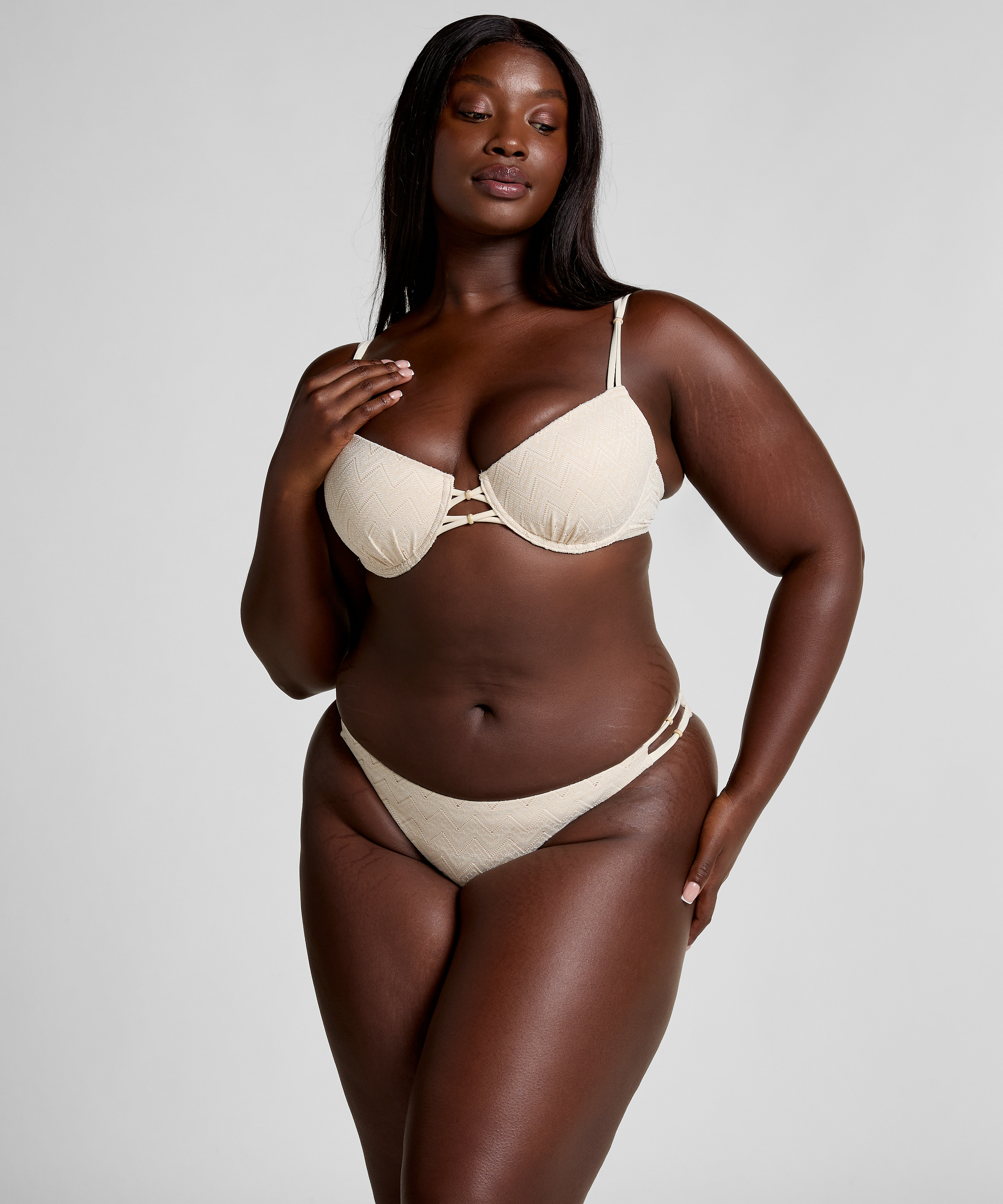 Crochet Bikini Bottoms, White, main
