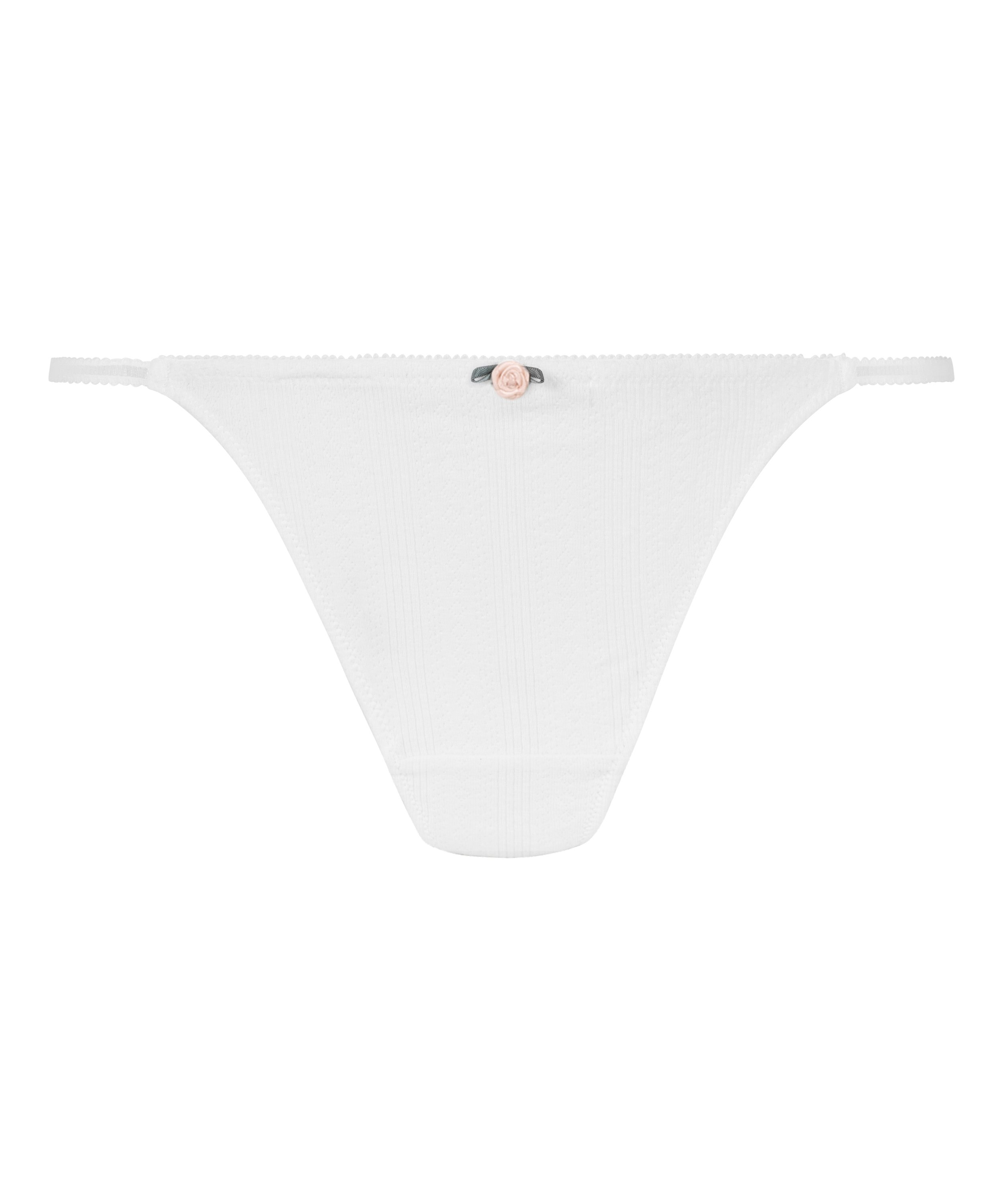 Pointelle Thong, White, main