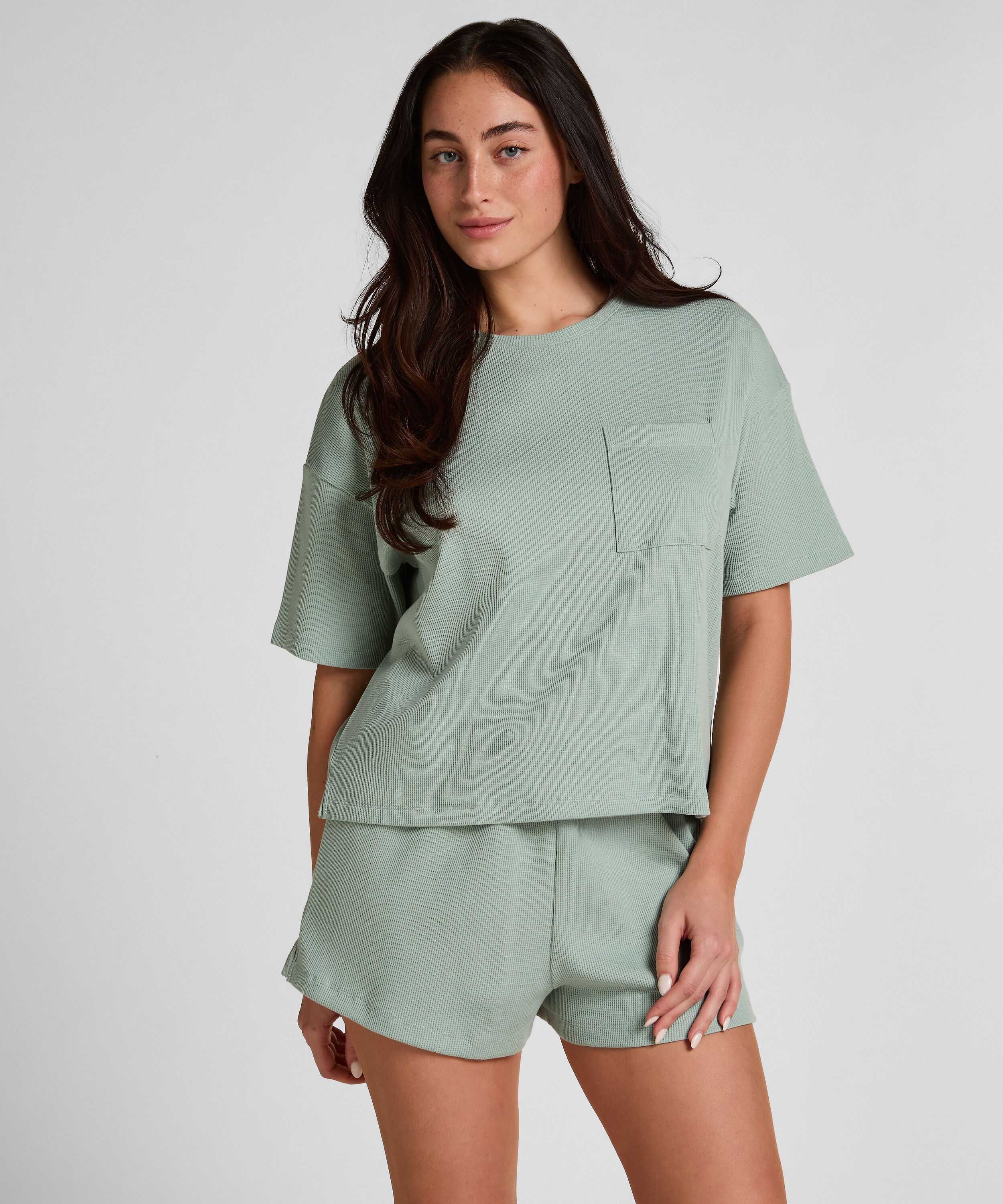 Pyjama Top Waffle, Green