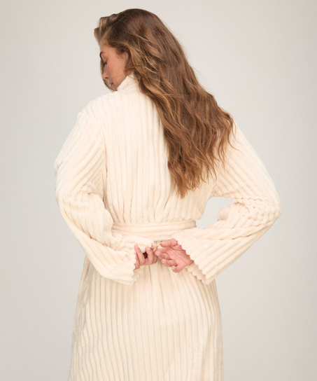 Bathrobe Jacqueared Fleece, White