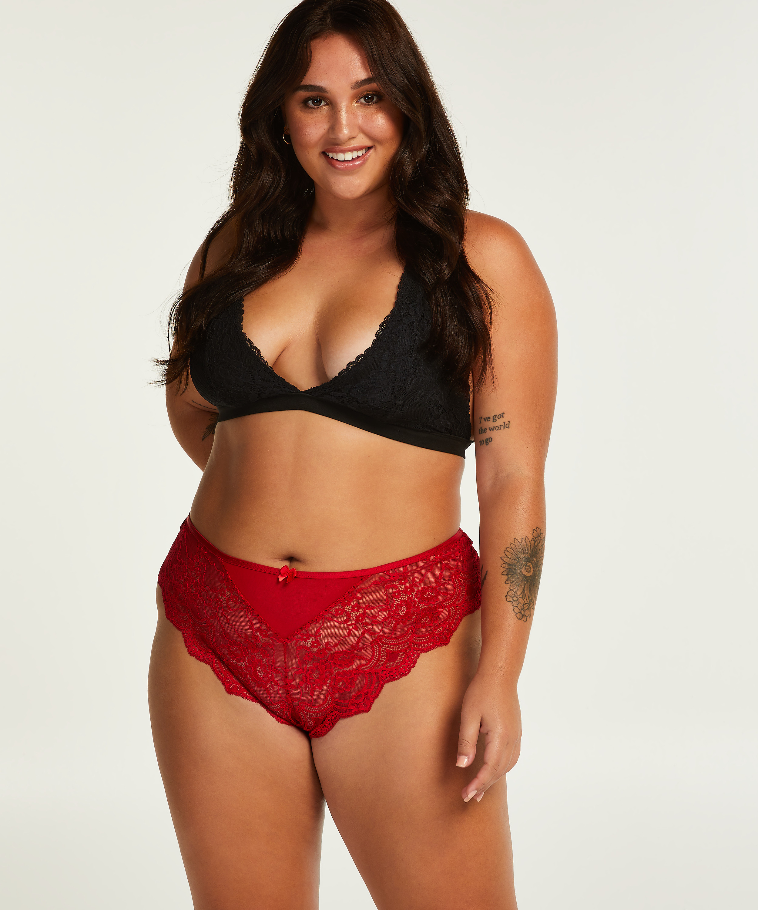 Heather High Leg Brazilian Curvy, Red, main