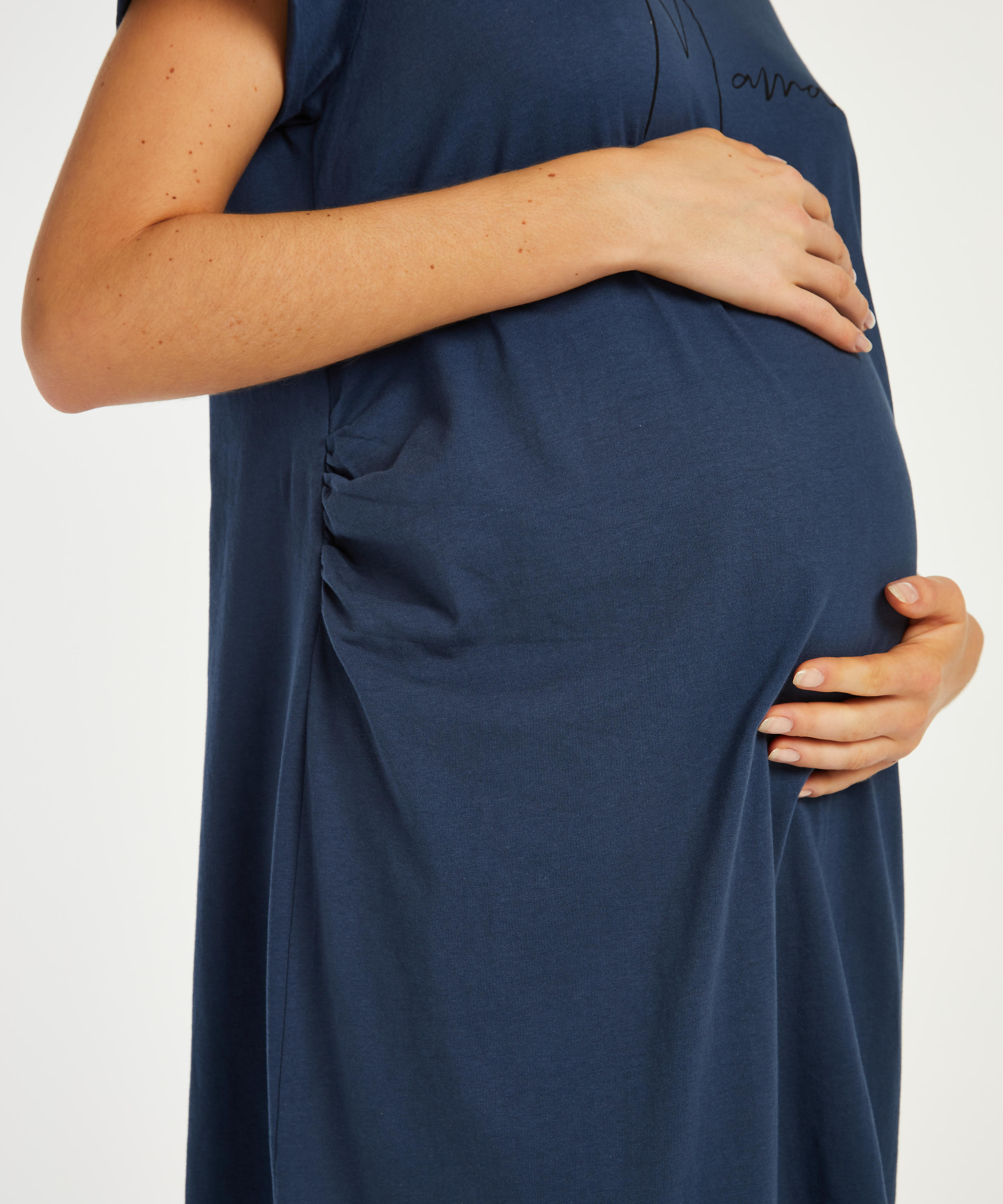Short-Sleeved Maternity Nightshirt, Blue, main