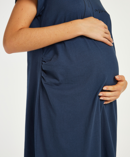 Short-Sleeved Maternity Nightshirt, Blue