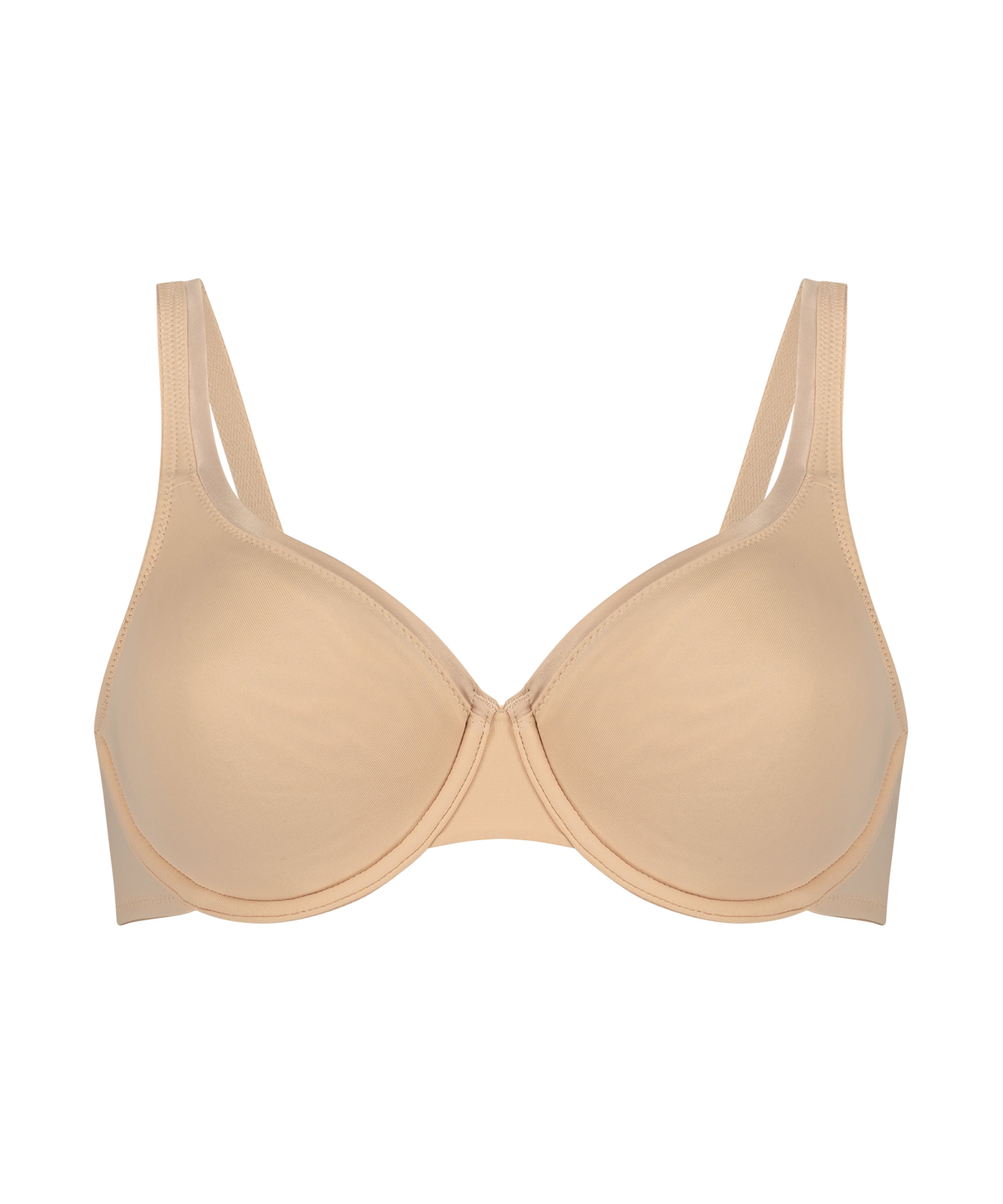 Satin Fleece Non-Padded Underwired Bra, Beige, main