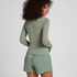 super soft Lace V-Neck shirt with Cashmere, Green