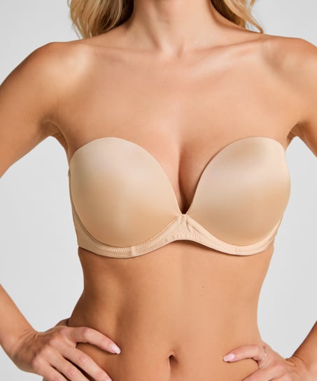 Padded Underwired Strapless Maximizer Bra, Beige