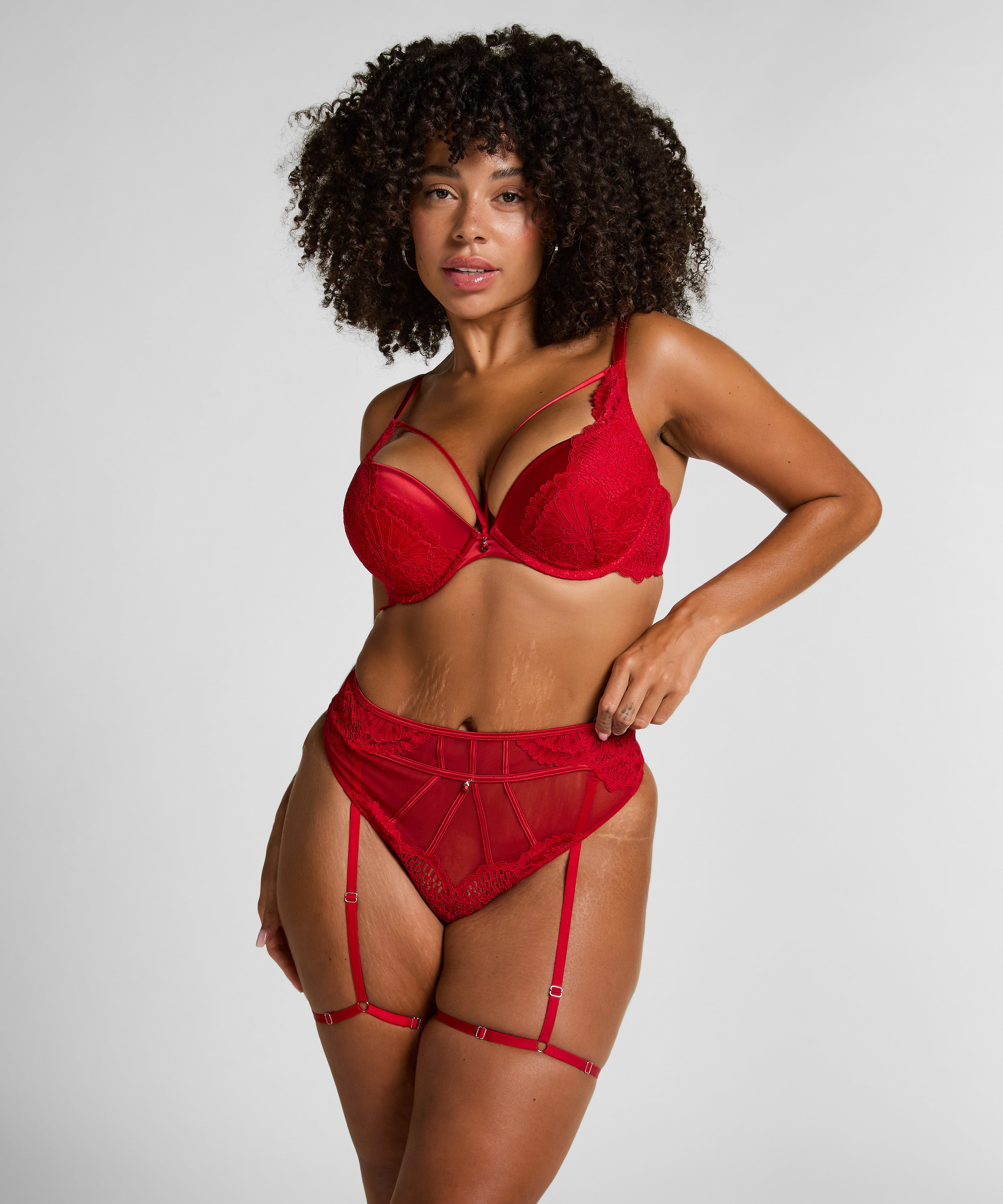 Withney Suspender Thong, Red, main
