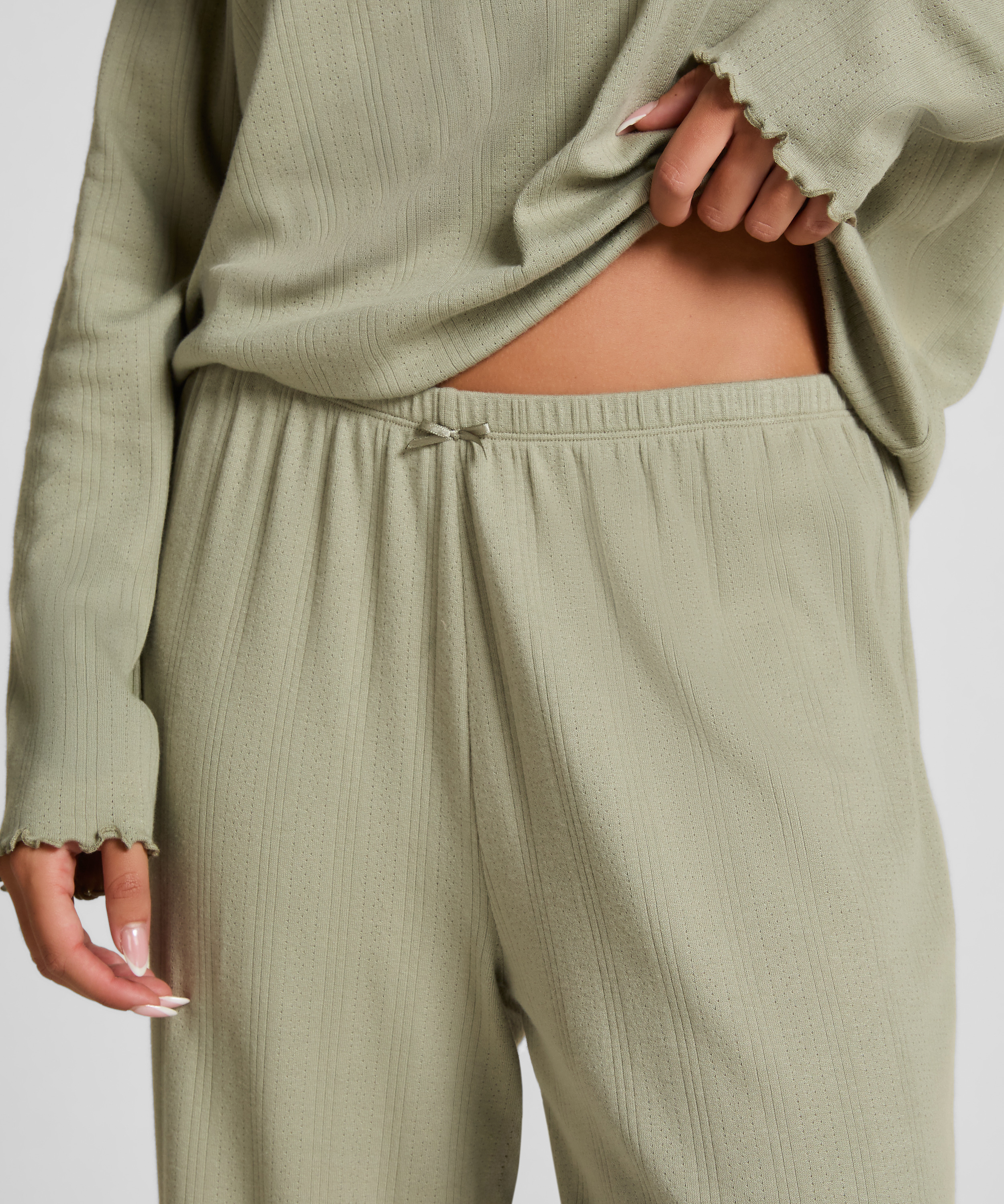 Pyjama Pant Loose Pointelle, Green, main