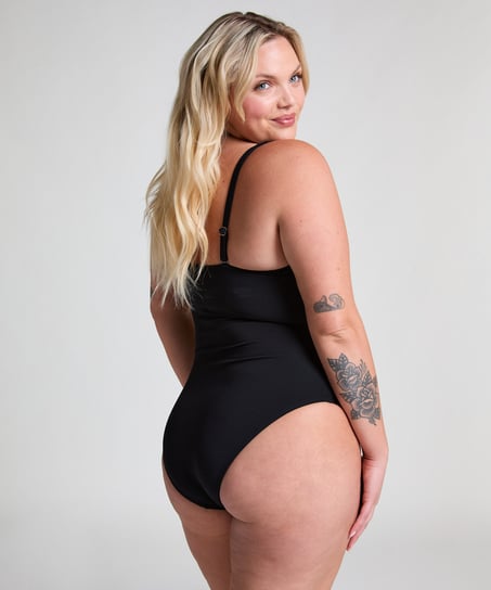 Shaping Scallop Swimsuit, Black