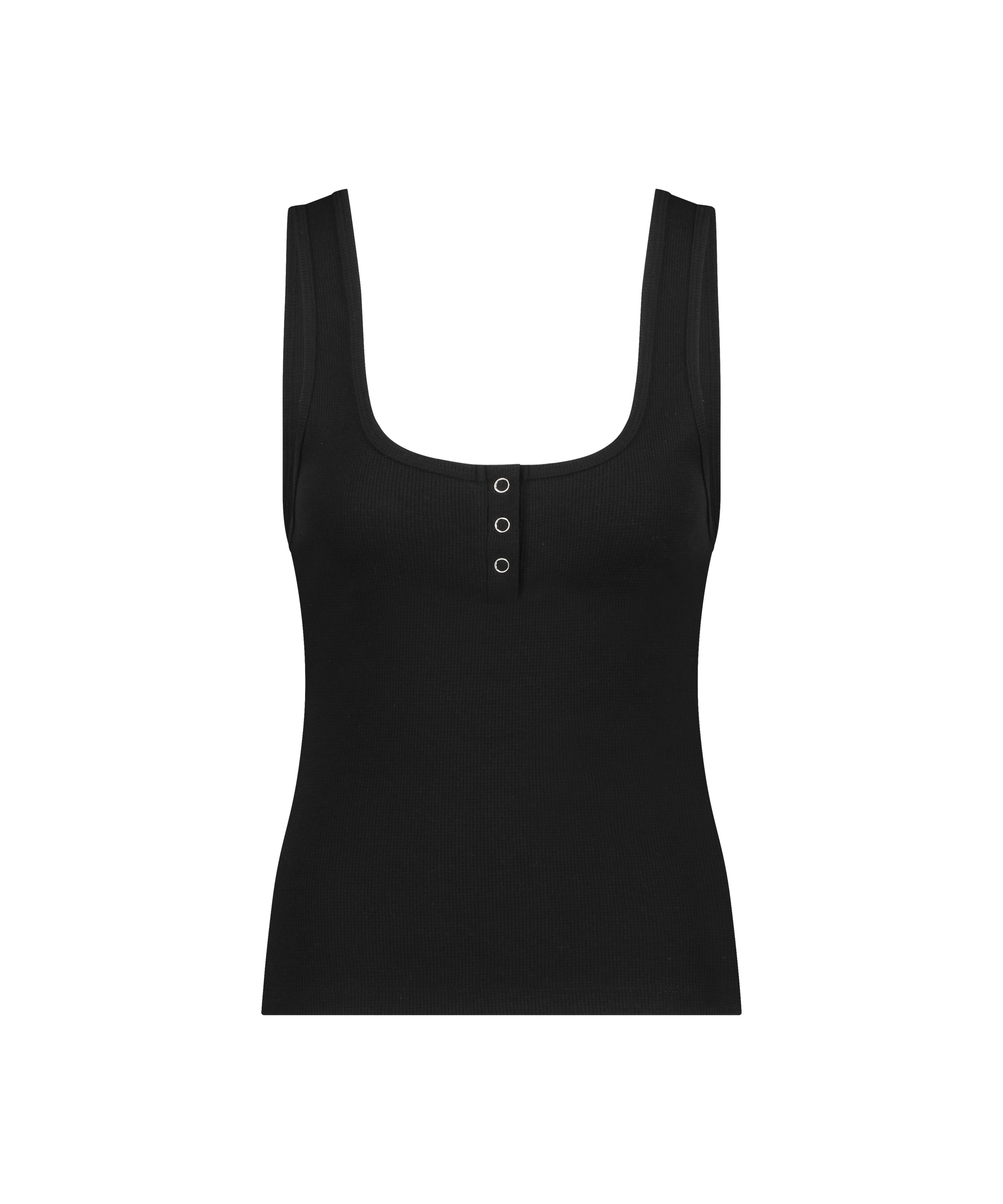 Short Sleeve Waffle Top, Black, main