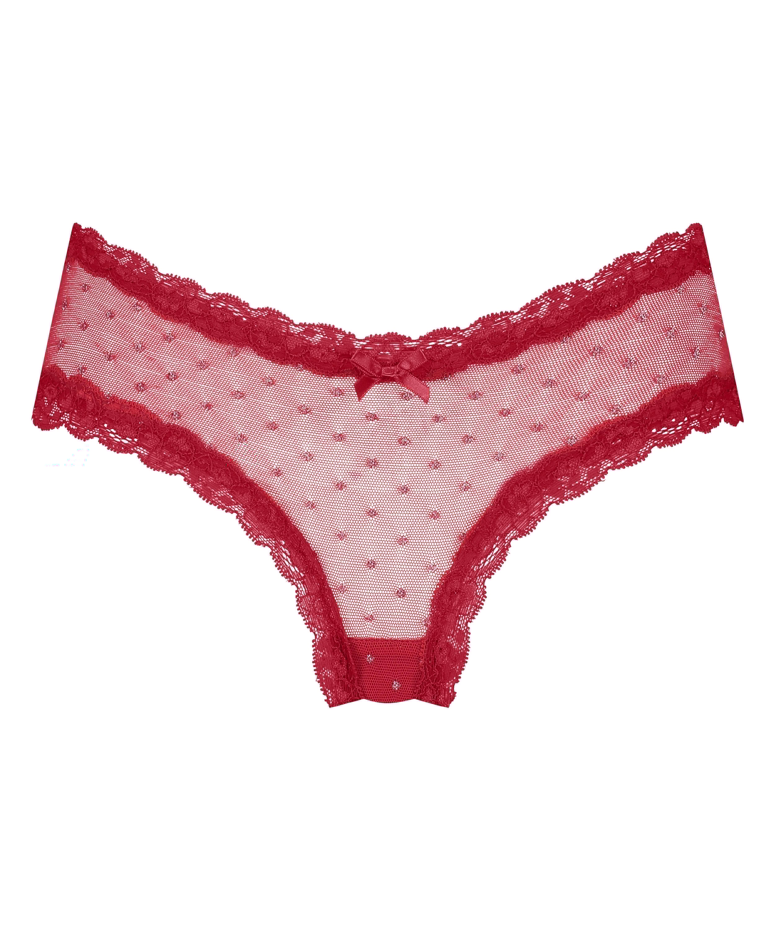 V-shaped Brazilian knickers mesh, Red, main